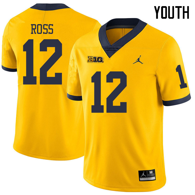 Jordan Brand Youth #12 Josh Ross Michigan Wolverines College Football Jerseys Sale-Yellow